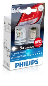 Светодиод 12V/24V P21W (BAY15d) LED RED (2шт) 12898RX2 PHILIPS