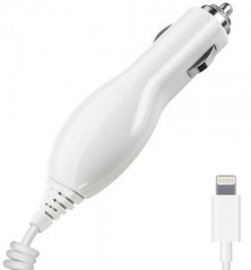 Авто З/У Apple 8-pin iPhone 5/6. белый 1000 mA Deppa