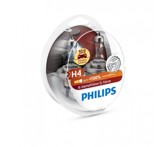 Автолампа H4 12V 60/55W (P43t-38) X-tremeVision G-force +130% вибростойкая (2шт) 12342XVGS2 PHILIPS