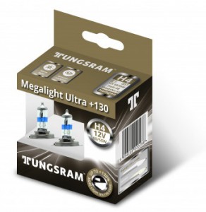Автолампа H4 12V- 60/55W (P43t) Megalight Ultra +130 (2шт.) Tungsram