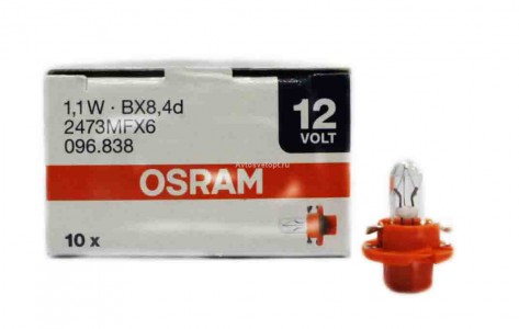 Автолампа  12V  1.1W панель приборов (пастельно-оранжевый) (BX8.4d) 2473MFX6 OSRAM