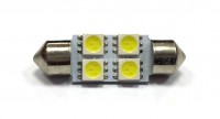 Лампа светодиодная 11-36 (SV8,5) 4 SMD 5050 диода (RS-234), белая, салонная 12v