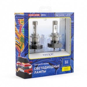 Светодиодные автолампы MTF Light серия Night Assistant, 4500K, H4, ком-кт.
