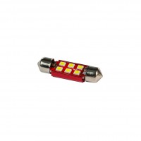 Лампа светодиодная 11-36 (SV8,5) 6 SMD 3030 диодов, биполярная, мощная, радиатор, салонная, 12-24v