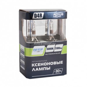 Ксеноновая лампа D4R 6000K ACTIVE NIGHT +30% (3100lm) 35W (2шт.) AS6D4R MTF