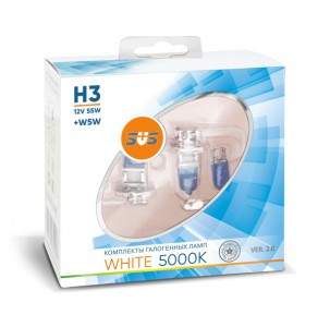 Автолампы 12V H3 55W White 5000K (2шт+2шт W5W) SVS Ver.2.0 Автолампы 12V H3 55W White 5000K (2шт+2шт W5W) SVS Ver.2.0