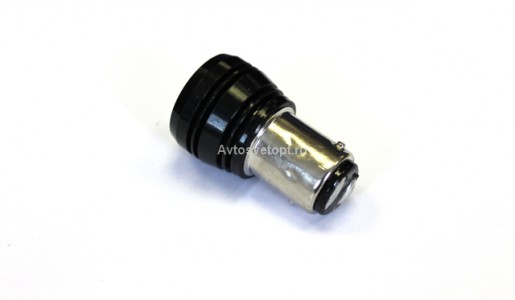 Лампа светодиодная 12v (21/5w) BAY15d (2конт) ЛИНЗА (1 HIGH POWER) мощ белая (габариты, стоп-сигнал)