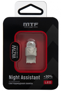 Светодиодная автолампа MTF Light серия Night Assistant 12В, 2.5Вт, W21W, красный, блистер, шт.