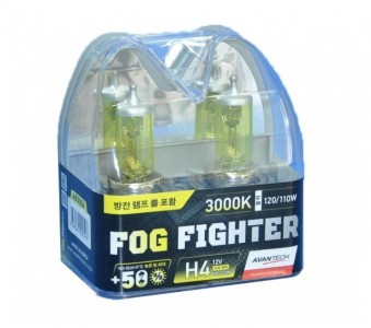 Автолампы H4 12V 60/55W (120/110W) 3000K FOG FIGHTER (2 шт) AB3004 AVANTECH