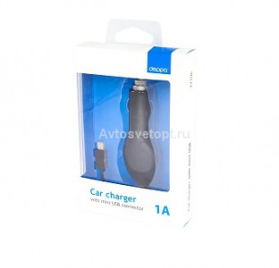 Авто З/У mini USB 1000mA, черный Deppa