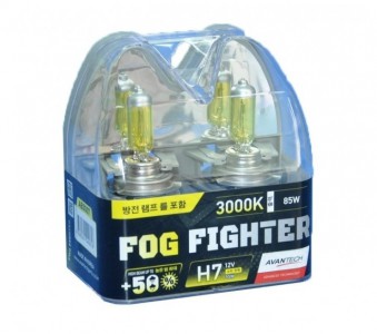 Автолампы H7 12V 55W (85W) 3000K FOG FIGHTER (2 шт) 3000K AVANTECH