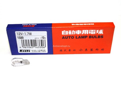 Автолампа 12V 1.7W T10 без цоколя 1589 Koito